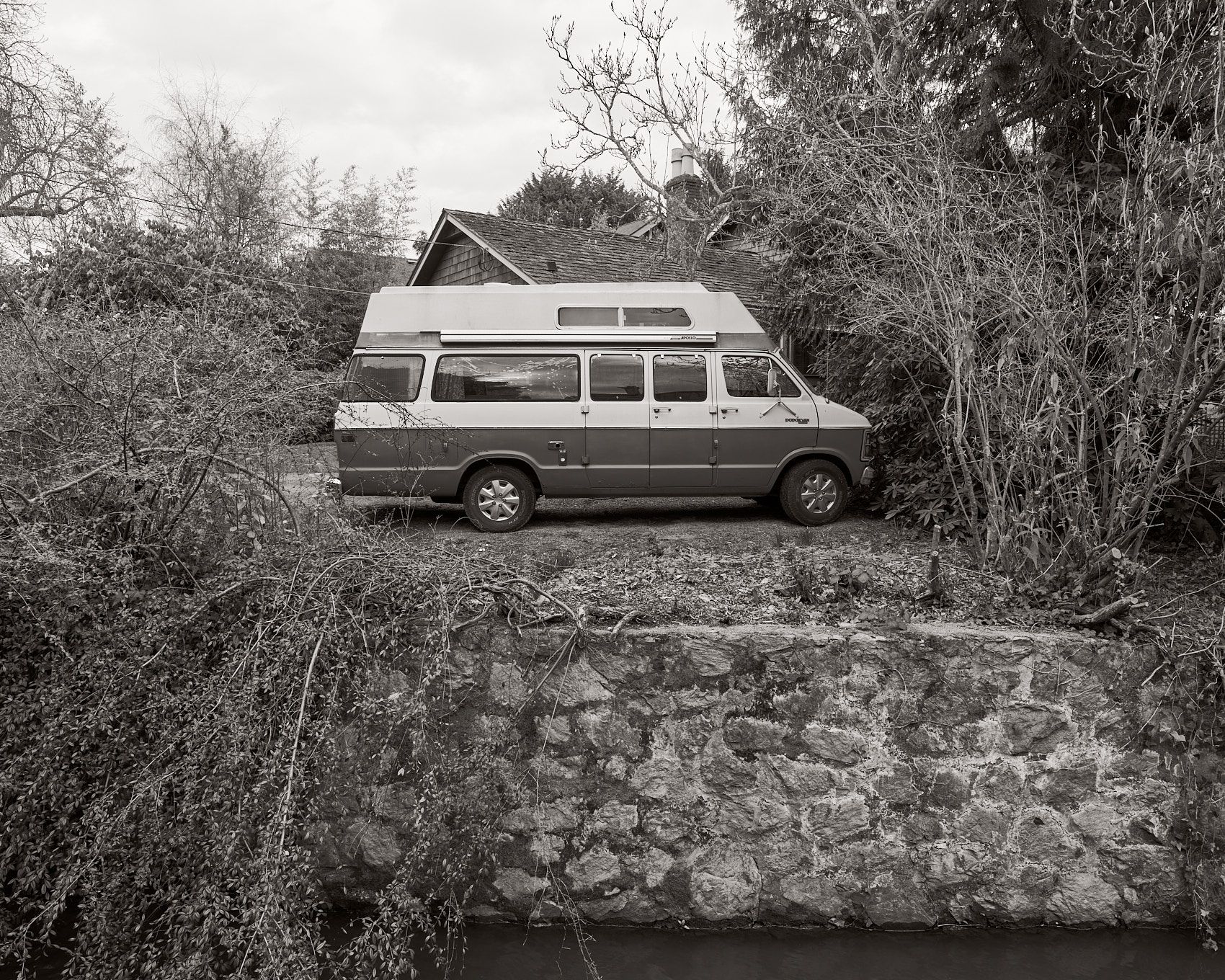 A fine art photographic print of Bowker Creek Watershed. From the 2025 series by Jamie Drouin titled Along/Aside, a project showing the diverse landscapes surrounding the creek.